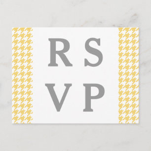 Carte postale RSVP de mariage Houndstooth jaune