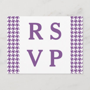 Carte postale RSVP de mariage Houndstooth violet