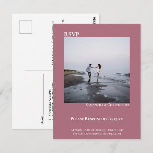 Carte Postale RSVP de mariage minimaliste photo simple rose pous
