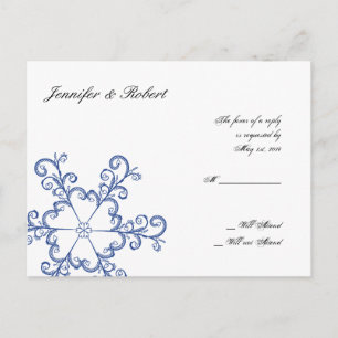 Carte postale RSVP de mariage pour flocon de neige