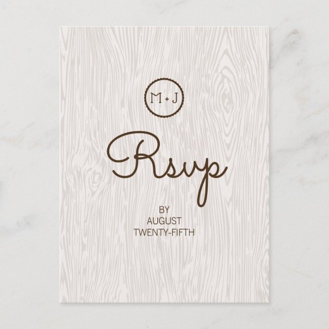 Carte postale RSVP de mariage rustique moderne en  (Devant)