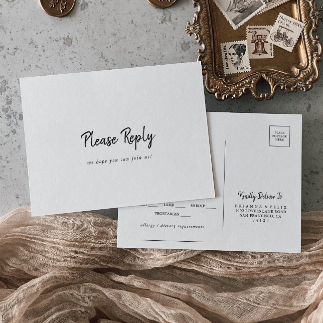 Carte postale RSVP de Menu Moderne (Créateur téléchargé)