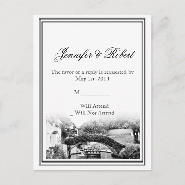 Carte postale RSVP de San Antonio Destination Wedd (Devant)