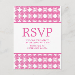 Carte postale RSVP de style moderne rose