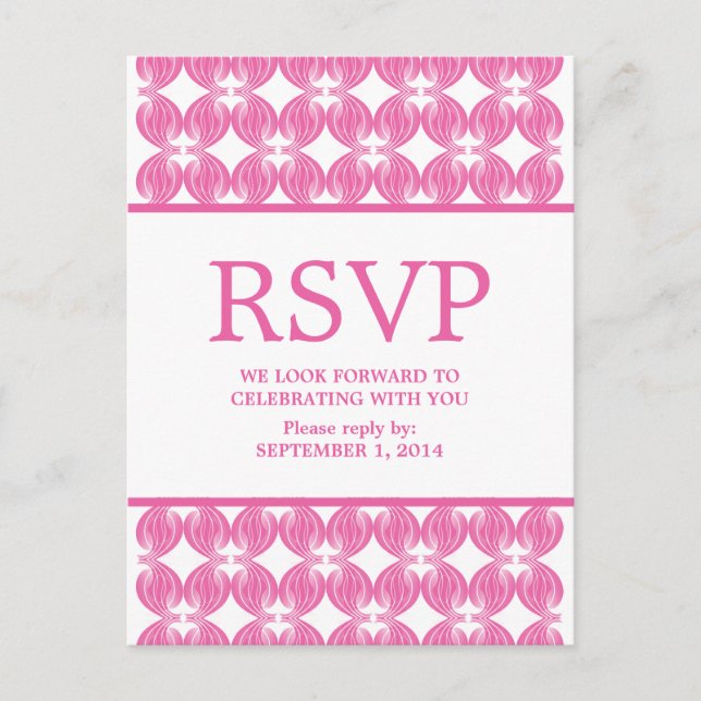 Carte postale RSVP de style moderne rose (Devant)