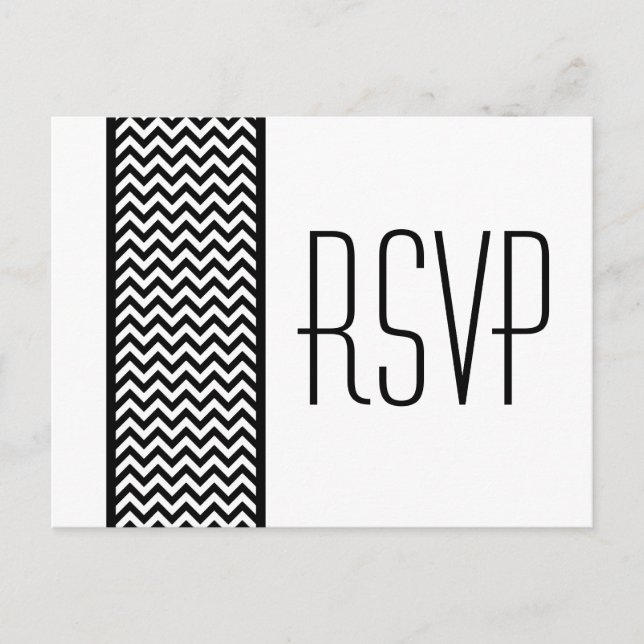 Carte postale RSVP Ebony Chevron Border (Devant)