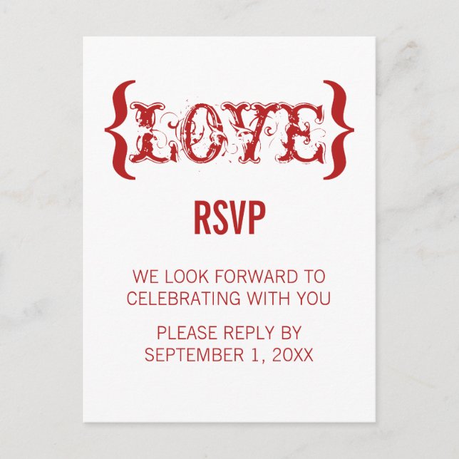 Carte postale RSVP Embrace de Love, rouge (Devant)