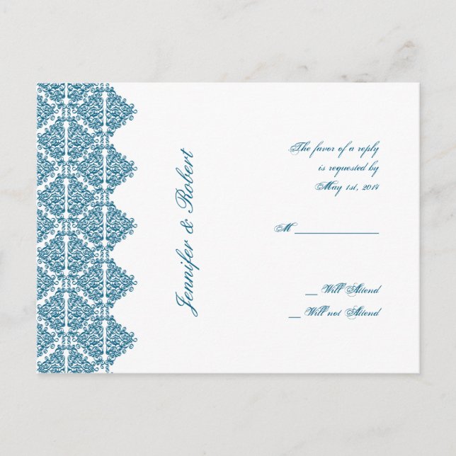 Carte postale RSVP en bleu marocain (Devant)