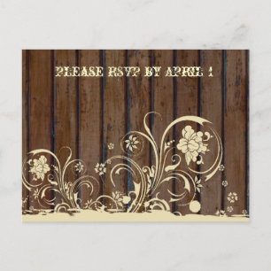 Carte postale RSVP en bois foncé