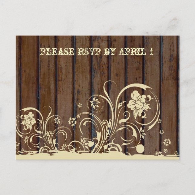 Carte postale RSVP en bois foncé (Devant)