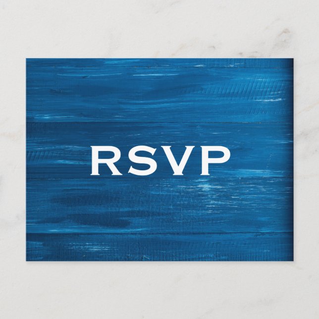 Carte postale RSVP en bois peint bleu (Devant)