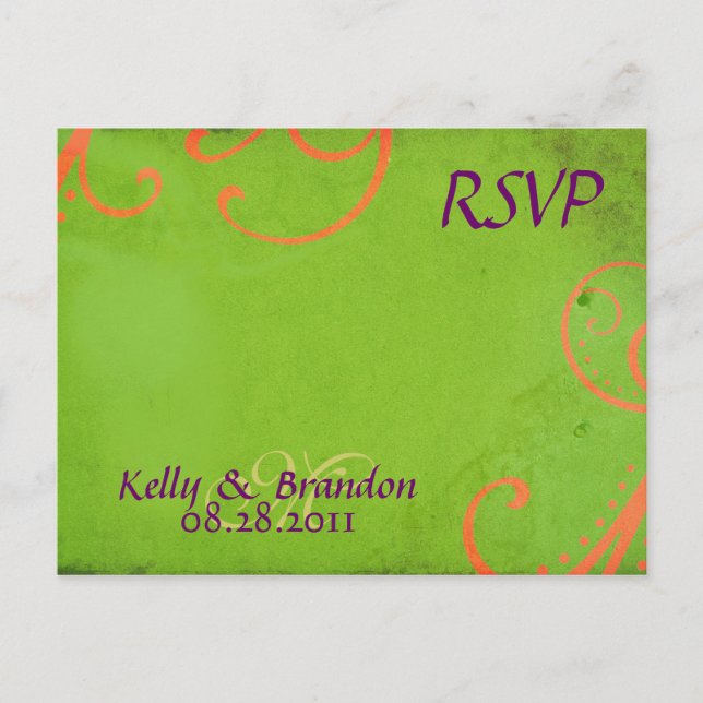 Carte postale RSVP en vert texturé avec persiennes (Devant)