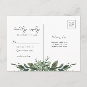 Carte postale RSVP feuille de feuillage