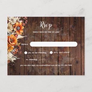 Carte Postale RSVP floral à automne rustique