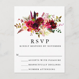 Carte postale RSVP Floral Bourgogne