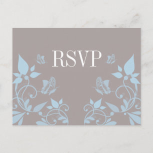 Carte postale RSVP Floral Papillon bleu