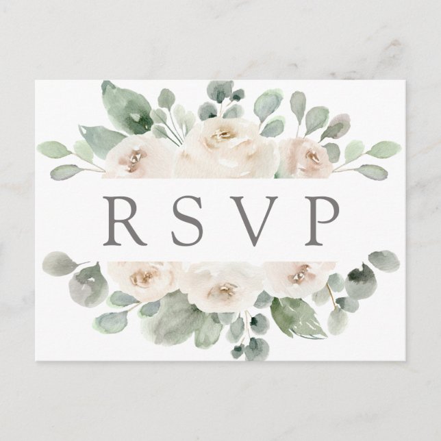 Carte postale RSVP Floral Rose blanche avec choix  (Devant)