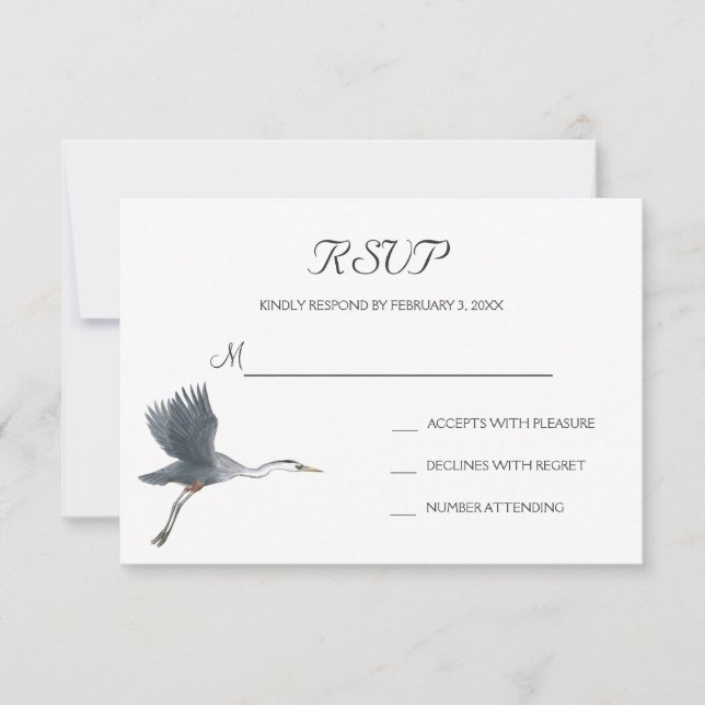 Carte postale RSVP Flying Great Blue Heron Wedding (Devant)