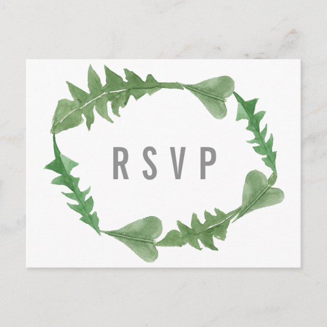 Carte postale RSVP Foliage Aquarelle verte (Devant)