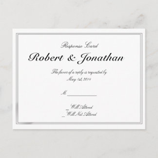 Carte postale RSVP Gay Groom Black and White Elega