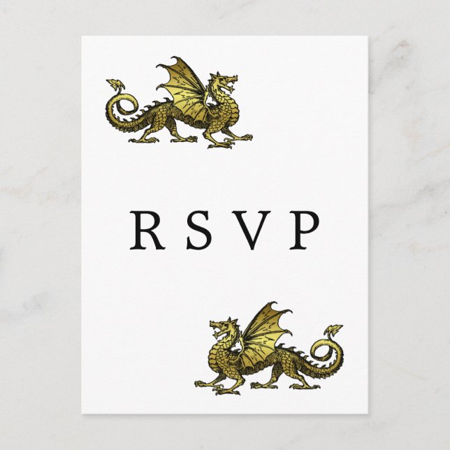 Carte postale RSVP Gold Dragon Wedding (Devant)