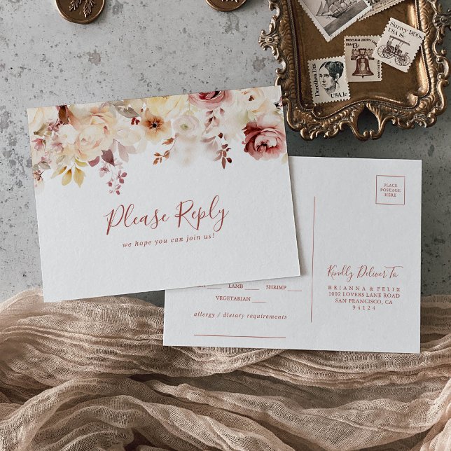 Carte postale RSVP Gracical Floral Menu Choice (Créateur téléchargé)