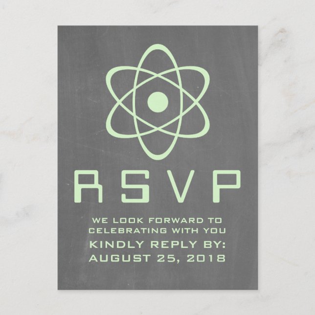 Carte postale RSVP Green Atomic Chalkboard (Devant)