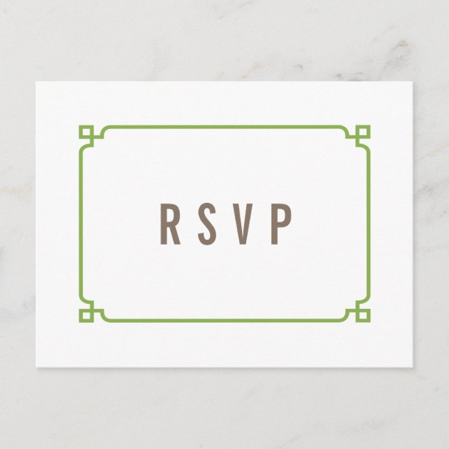 Carte postale RSVP Green Deco Chic Wedding (Devant)