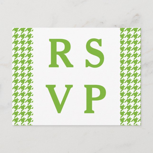 Carte postale RSVP Green Houndstooth Wedding (Devant)