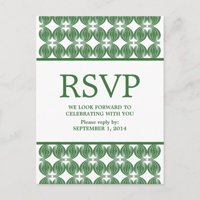 Carte postale RSVP Green Modern Deco (Devant)