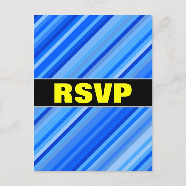 Carte postale "RSVP" + Grilles de Motif bleu (Devant)