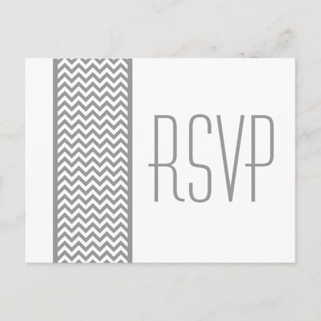 Carte postale RSVP Gris Chevron Border (Devant)