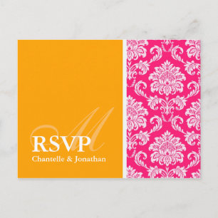 Carte postale RSVP Hot Pink et Orange Damask