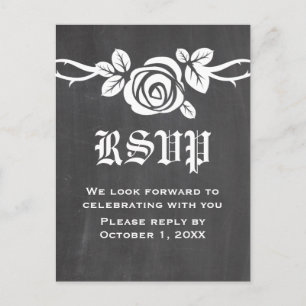 Carte postale RSVP ivoire Rose