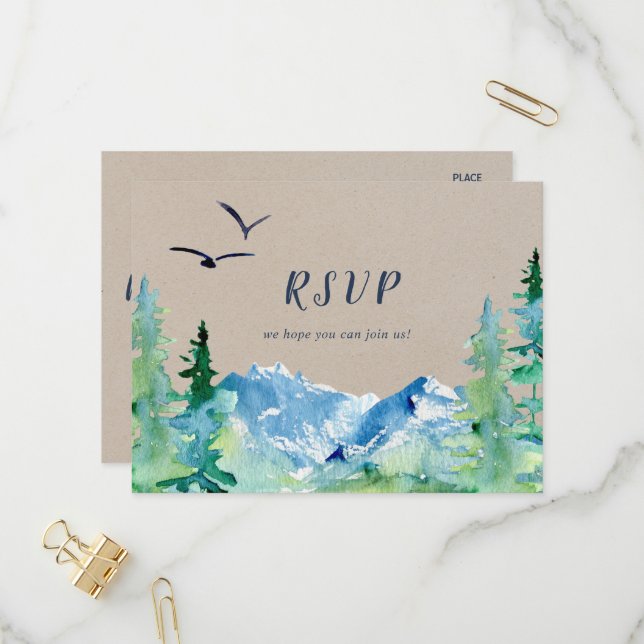 Carte postale RSVP Kraft Rocky Mountain Menu Choix (Devant/Arrière en situation)