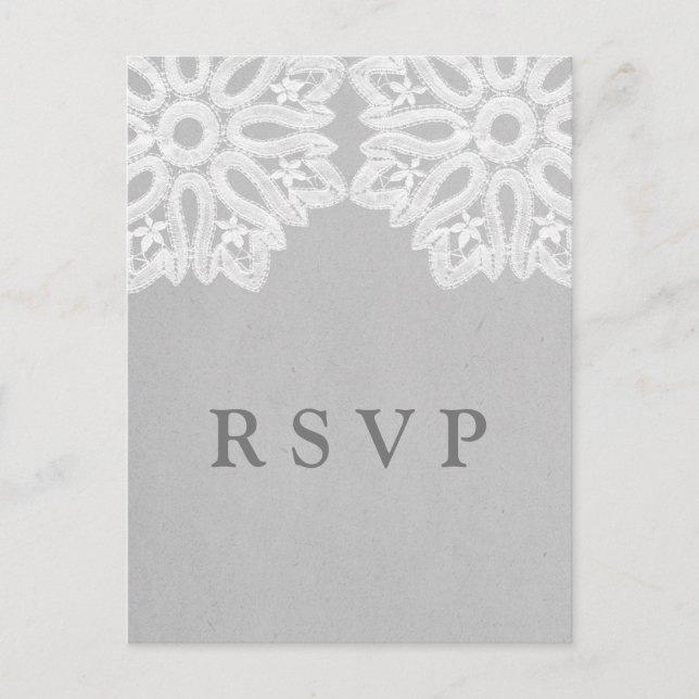 Carte postale RSVP Lace Gray Elegant (Devant)