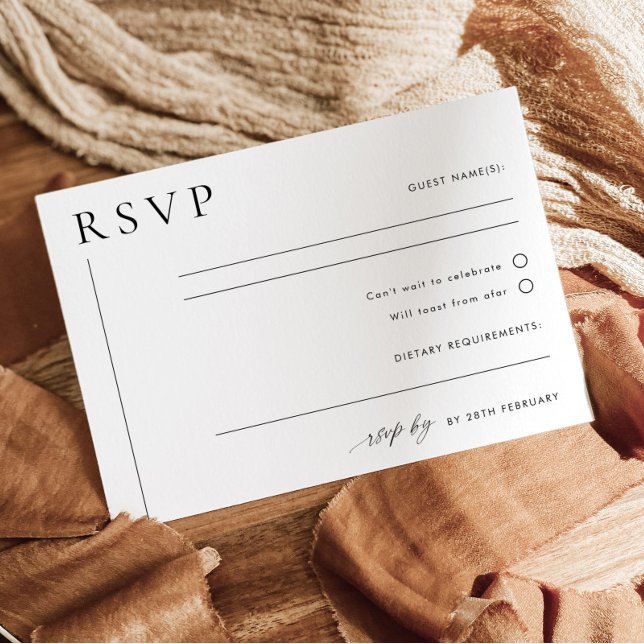 Carte postale RSVP LAYLA pour mariage minimal mode (LAYLA | Wedding RSVP Postcard | Matching items availablle. )
