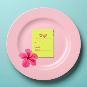 Carte Postale RSVP Mariage Arc-en-Ciel Rose Jaune Lumineux et Co