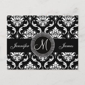 Carte postale RSVP Mariage damassé noir