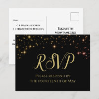 RSVP Mariage Paillettes Dorées & Noires