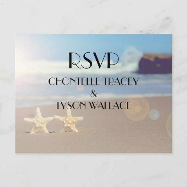 carte postale rsvp mariage plage (Devant)
