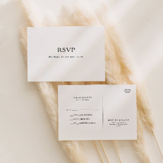 Carte postale RSVP minimaliste de mariage classiqu