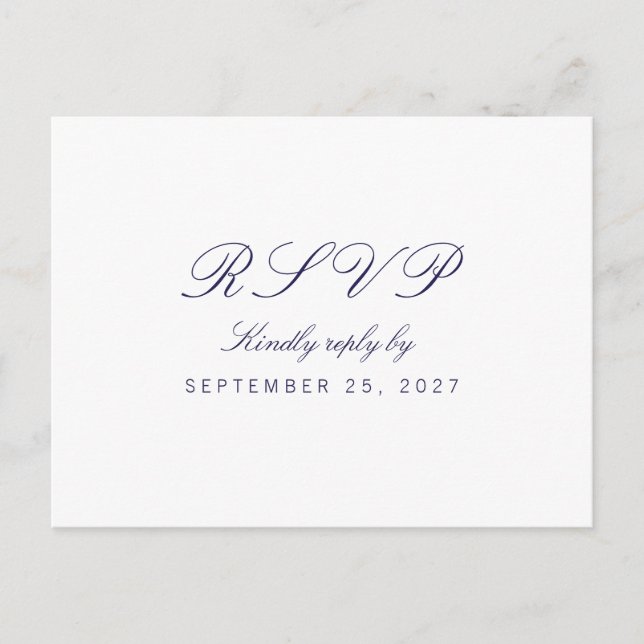 Carte postale RSVP minimaliste de réponse blanche (Devant)