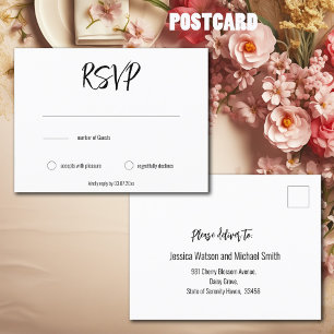 Carte Postale 💍 RSVP minimaliste élégant et nombre d'invités