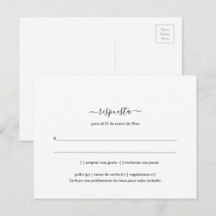 Carte postale RSVP minimaliste espagnole