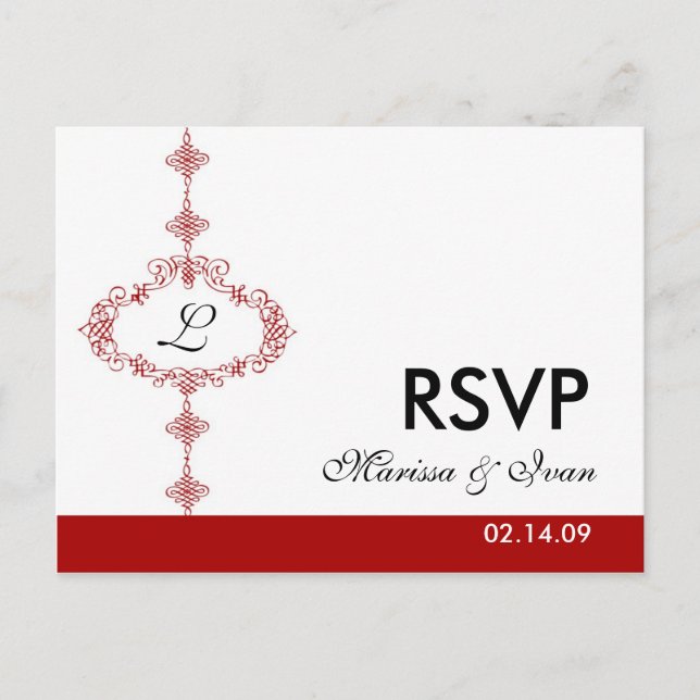 Carte postale RSVP, Monogramme (Devant)