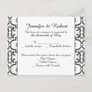 Carte postale RSVP noir et blanc Damas