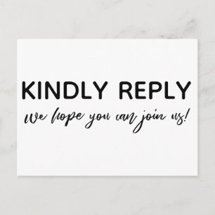 Carte Postale RSVP noir et blanc écriture manuscrite moderne déc