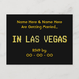 Carte postale RSVP. Noir & Jaune. Mariage Las Vega