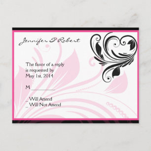 Carte postale RSVP noire et rose foncé